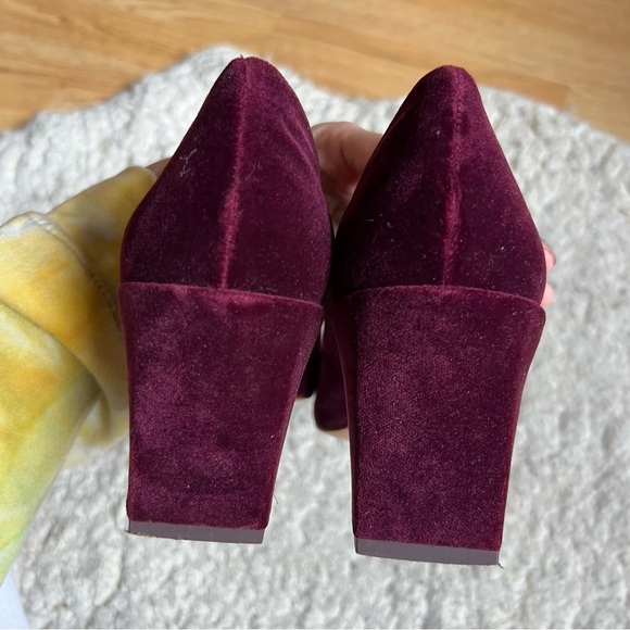 & other stories: Maroon Velvet Block Heel Slip On Almond Toe Heels Size 38 - Picture 7 of 10